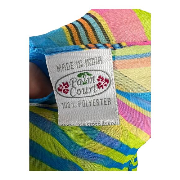 Palm Court Rainbow Pastel Shawl Scarf Wrap Sheer Made in India - Picture 6 of 7